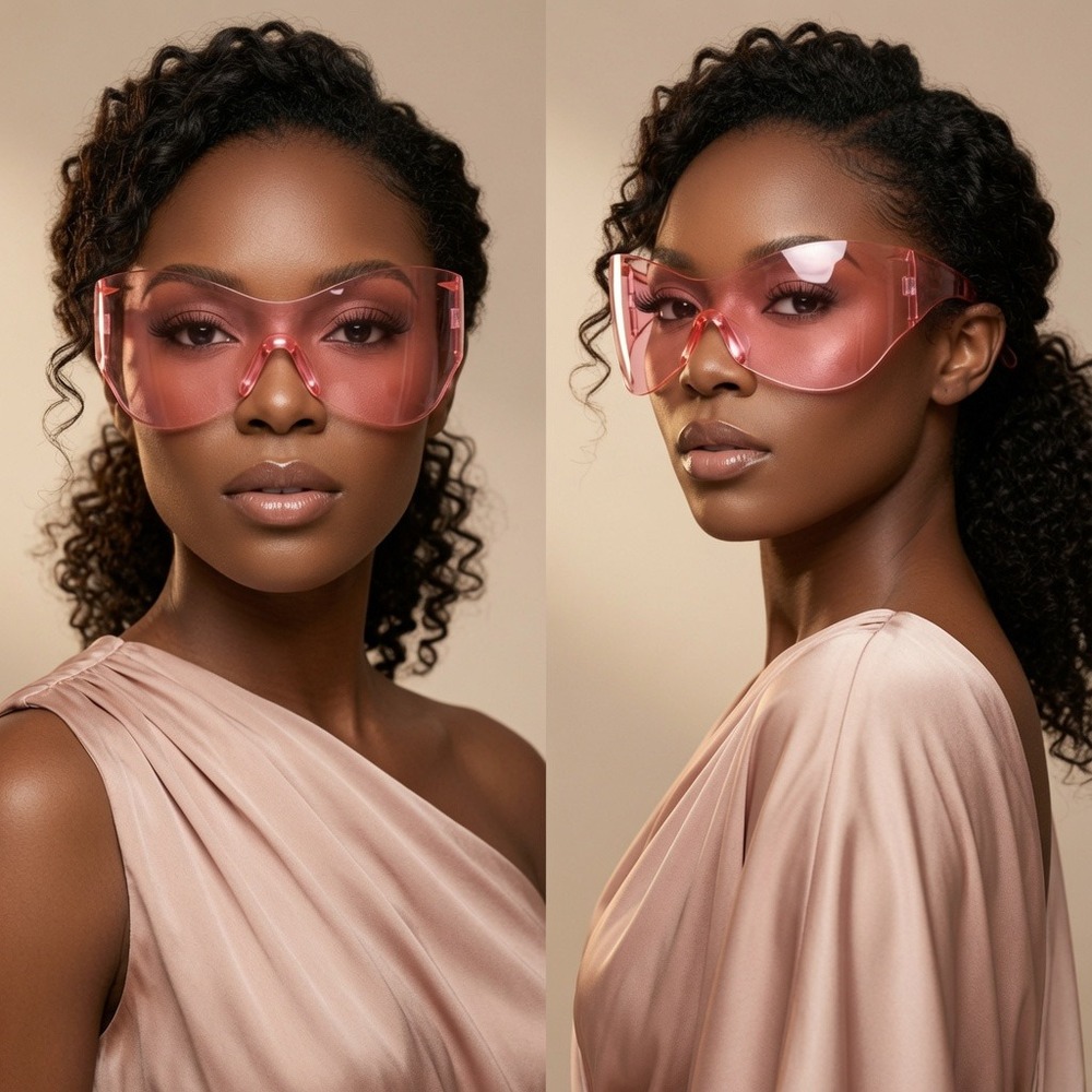 Women Sunglasses Pink Lens Fashion Designer Running Wrap Around  Large XL Shades